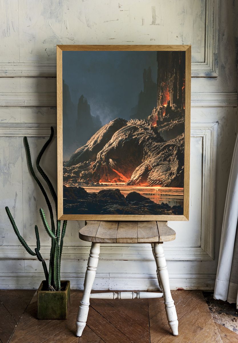 Dragon in Lava Cavern Print. room preview