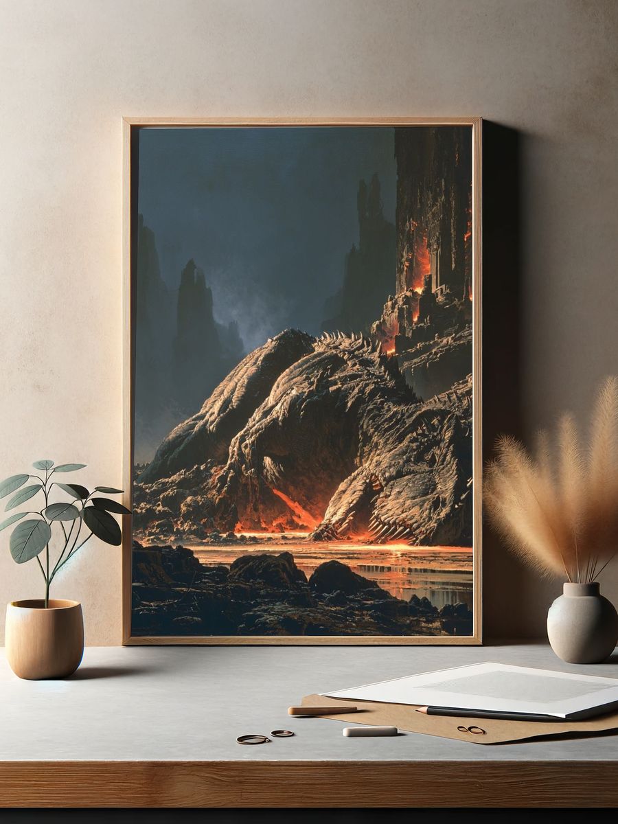 Dragon in Lava Cavern Print. — room view 2