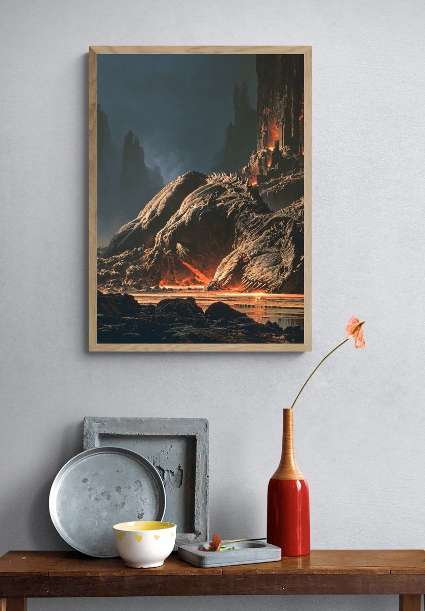Dragon in Lava Cavern Print. — room view 3