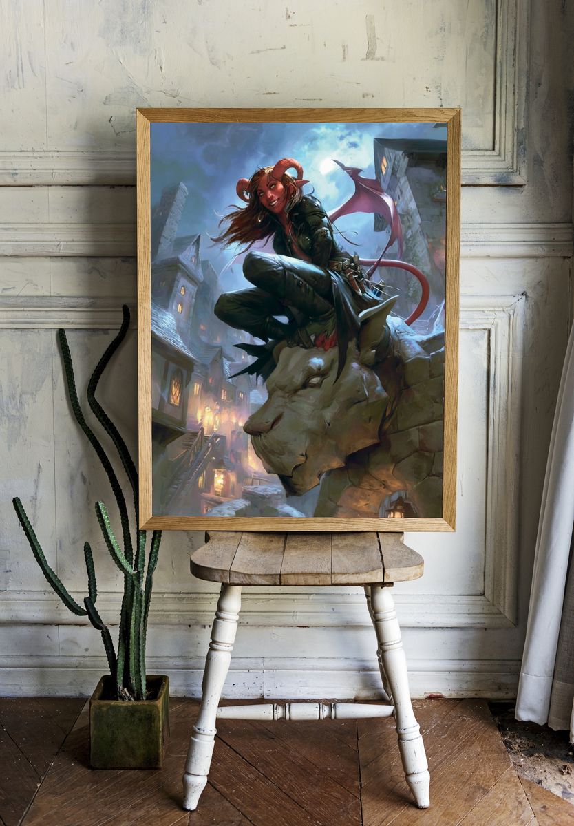 Demon Rogue Fantasy Art Print. room preview