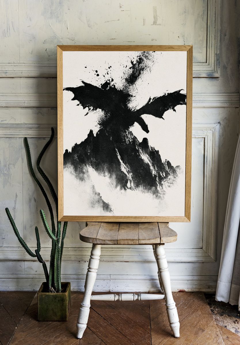 Dragon Mountain Ink Poster. room preview