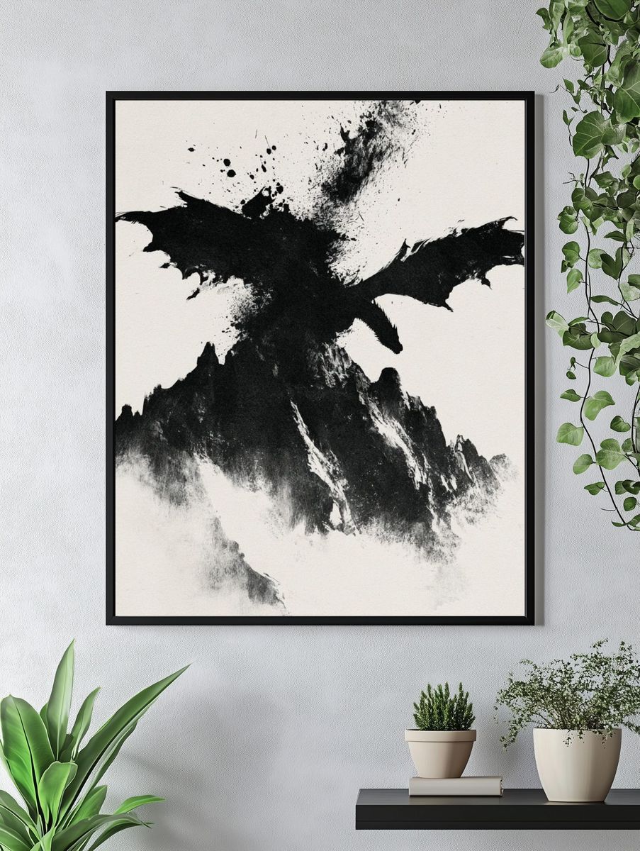 Dragon Mountain Ink Poster. — room view 4