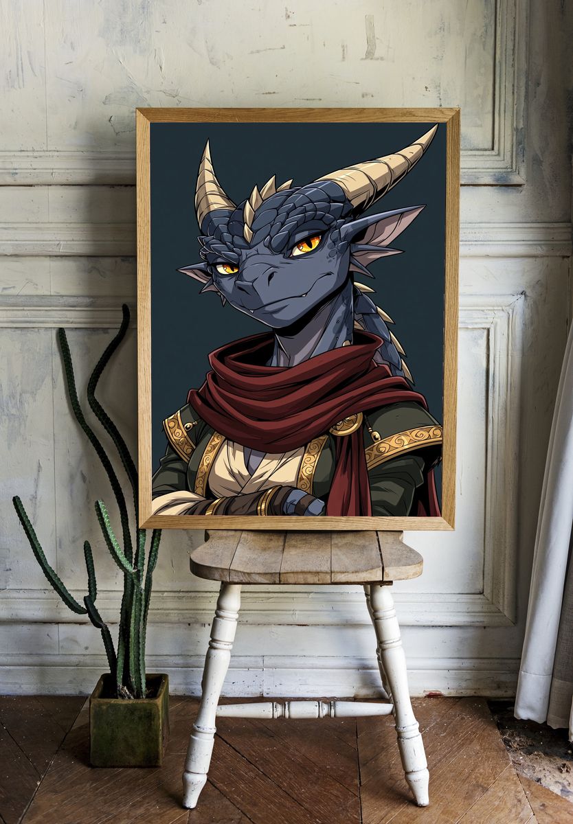 Dragon Portrait Digital Art Poster. room preview