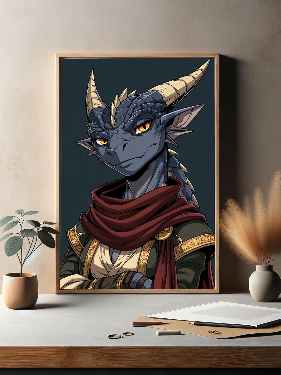 Dragon Portrait Digital Art Poster. — room view 2