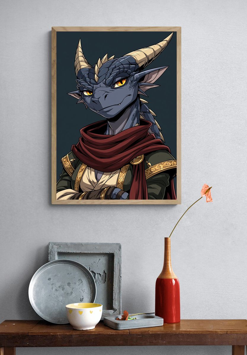 Dragon Portrait Digital Art Poster. — room view 3