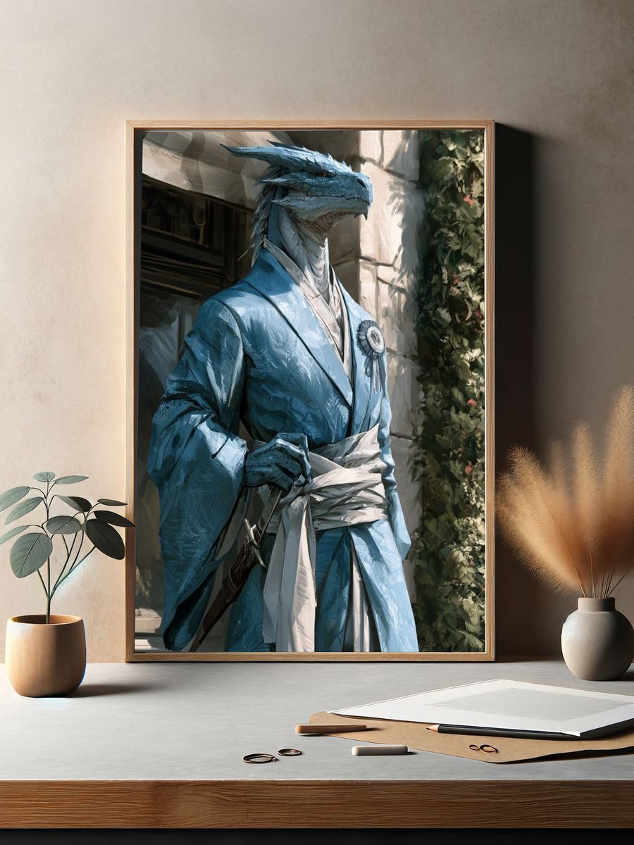 Dragon Samurai Portrait Print. — room view 2