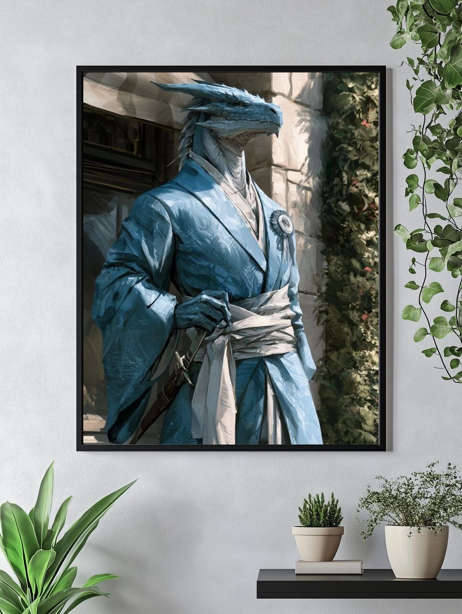 Dragon Samurai Portrait Print. — room view 4