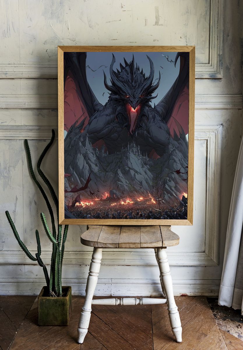Dragon Siege Fantasy Poster. — room view 1