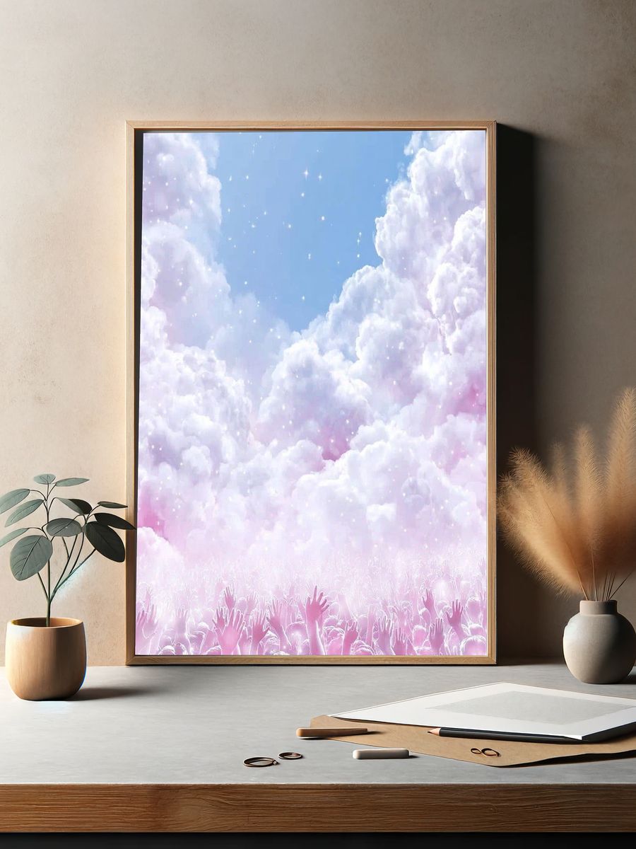 Hands Reaching for the Sky — Dreamy Print. — room view 2