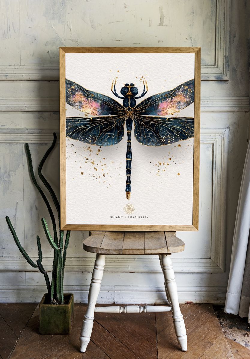 Celestial Dragonfly — Watercolor Print room preview