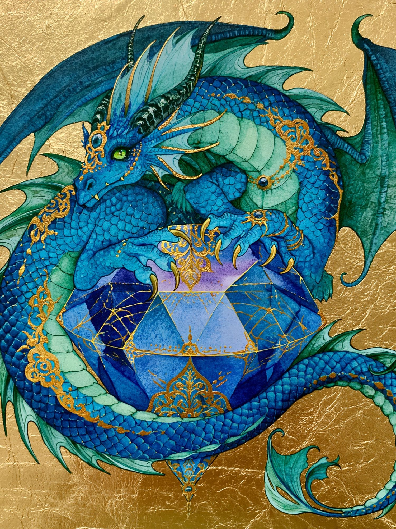 Blue Dragon Geometric Illustration Poster. poster detail