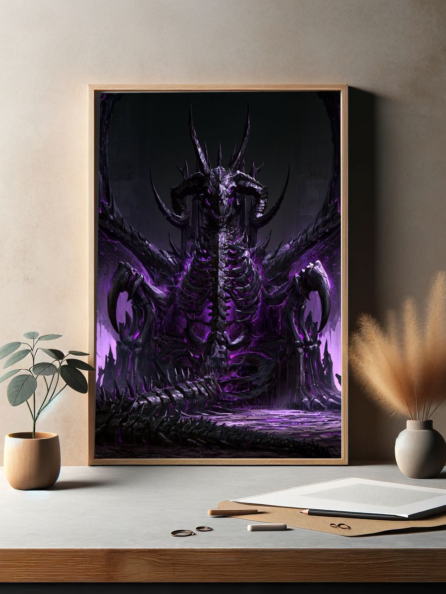 Dark Dragon Throne Illustration Poster. — room view 2