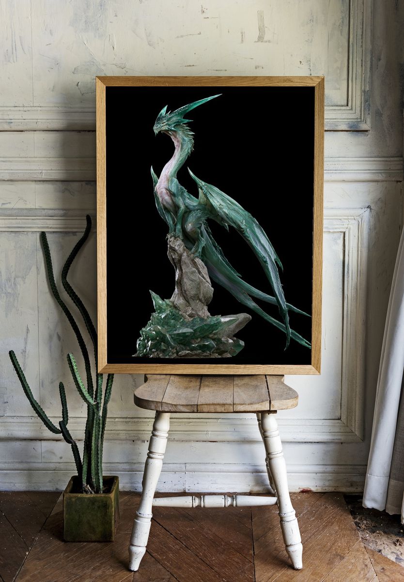 Crystal Dragon Sculpture Print. room preview