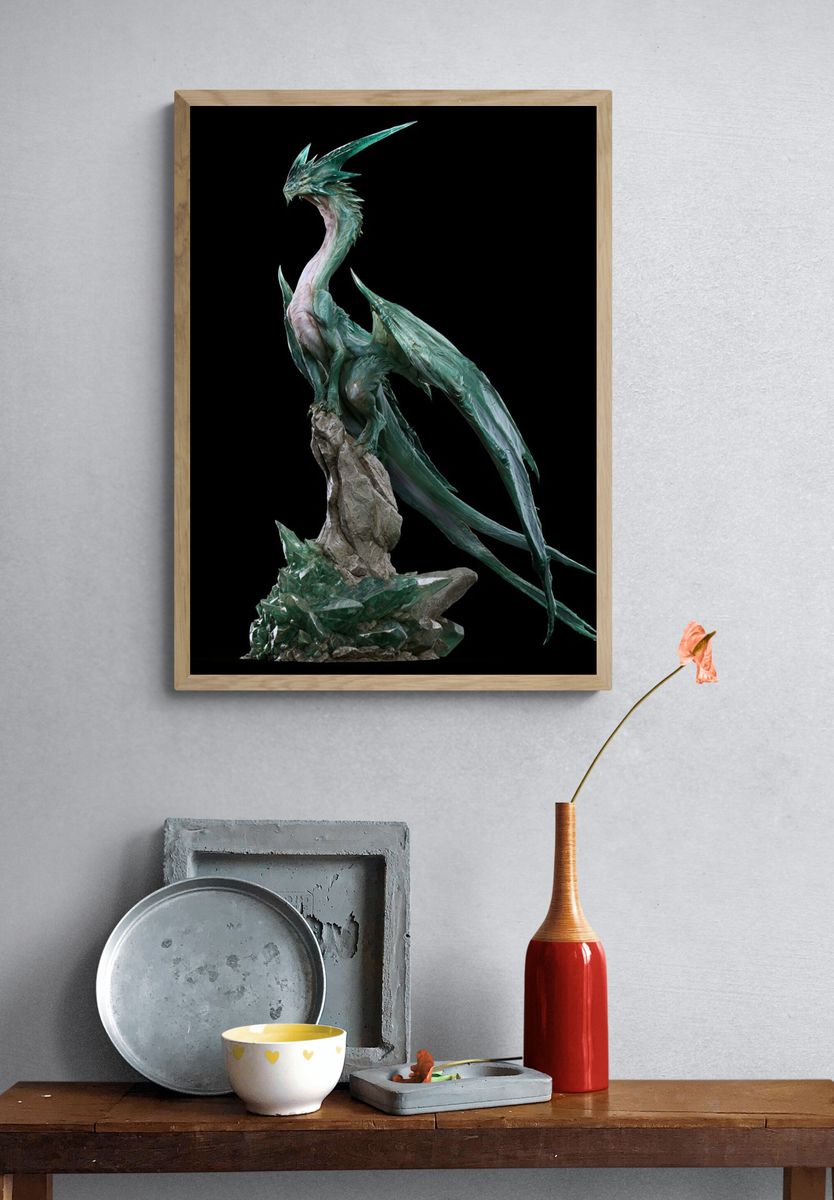 Crystal Dragon Sculpture Print. — room view 3