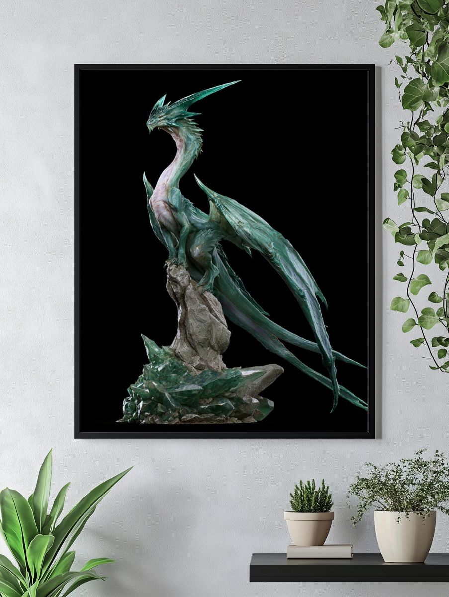 Crystal Dragon Sculpture Print. — room view 4