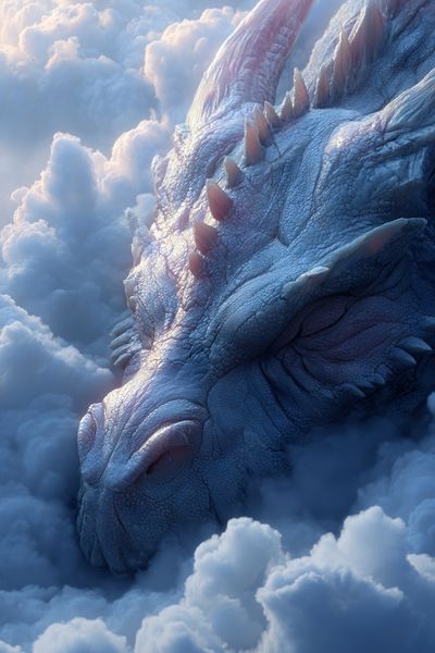Majestic Dragon in Clouds — Fantasy Print. poster