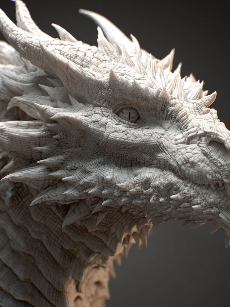 Dragon Sculpture — Digital Art Print. poster — illustration art