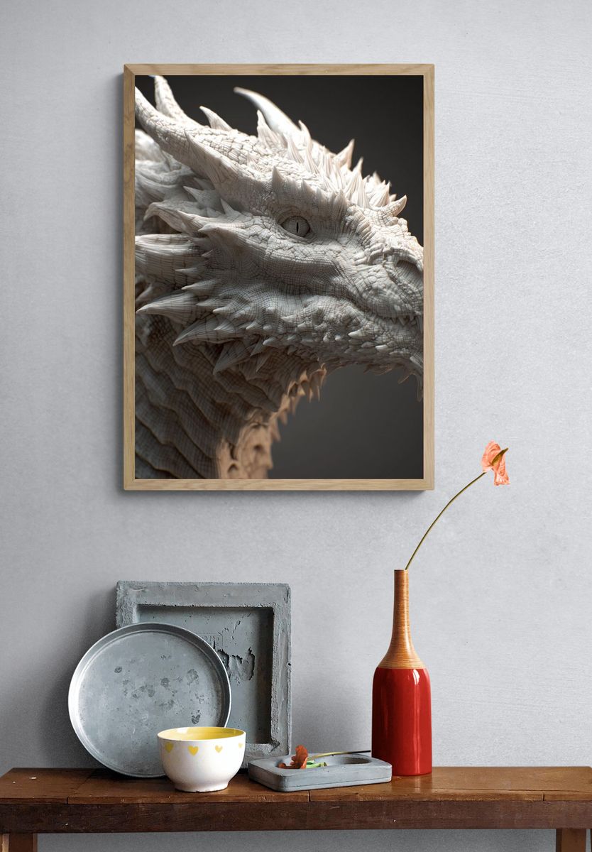 Dragon Sculpture — Digital Art Print. — room view 3