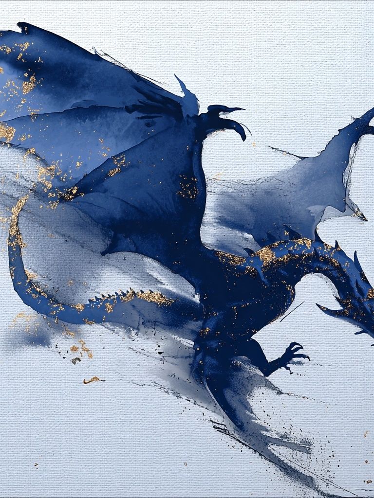 Majestic Dragon Watercolor Poster. poster — illustration art