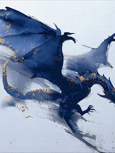 Majestic Dragon Watercolor Poster. poster