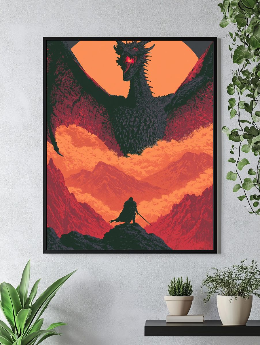 Dragon Over Mountain Pass Print. — room view 4