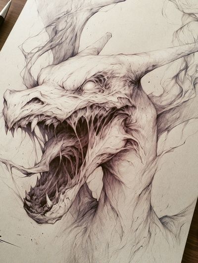 Dragon Sketch Illustration Poster.