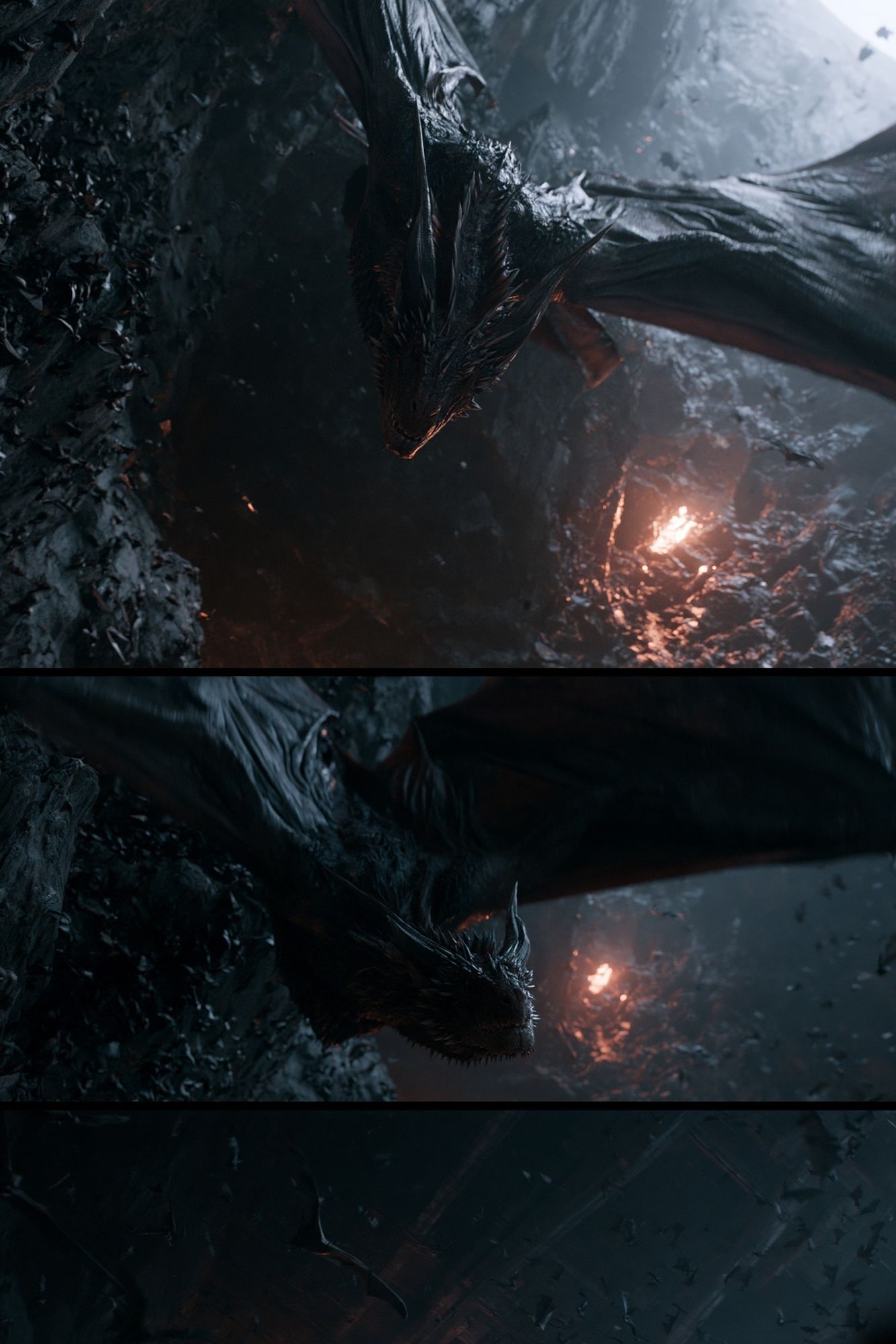 Dark Dragon Cave Illustration Poster. poster — illustration art
