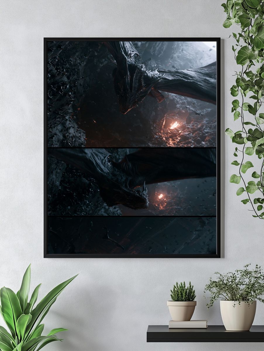 Dark Dragon Cave Illustration Poster. — room view 4