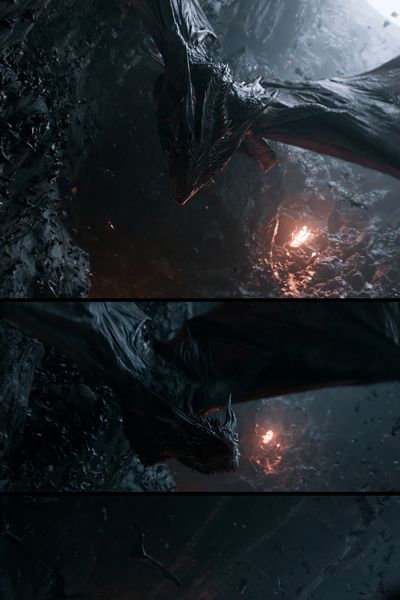 Dark Dragon Cave Illustration Poster. poster print