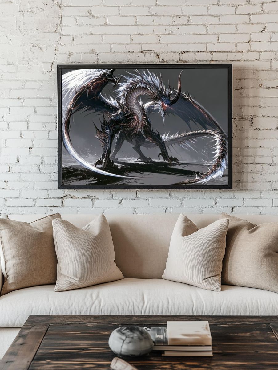 Shadow Dragon Digital Art Poster. — room view 1