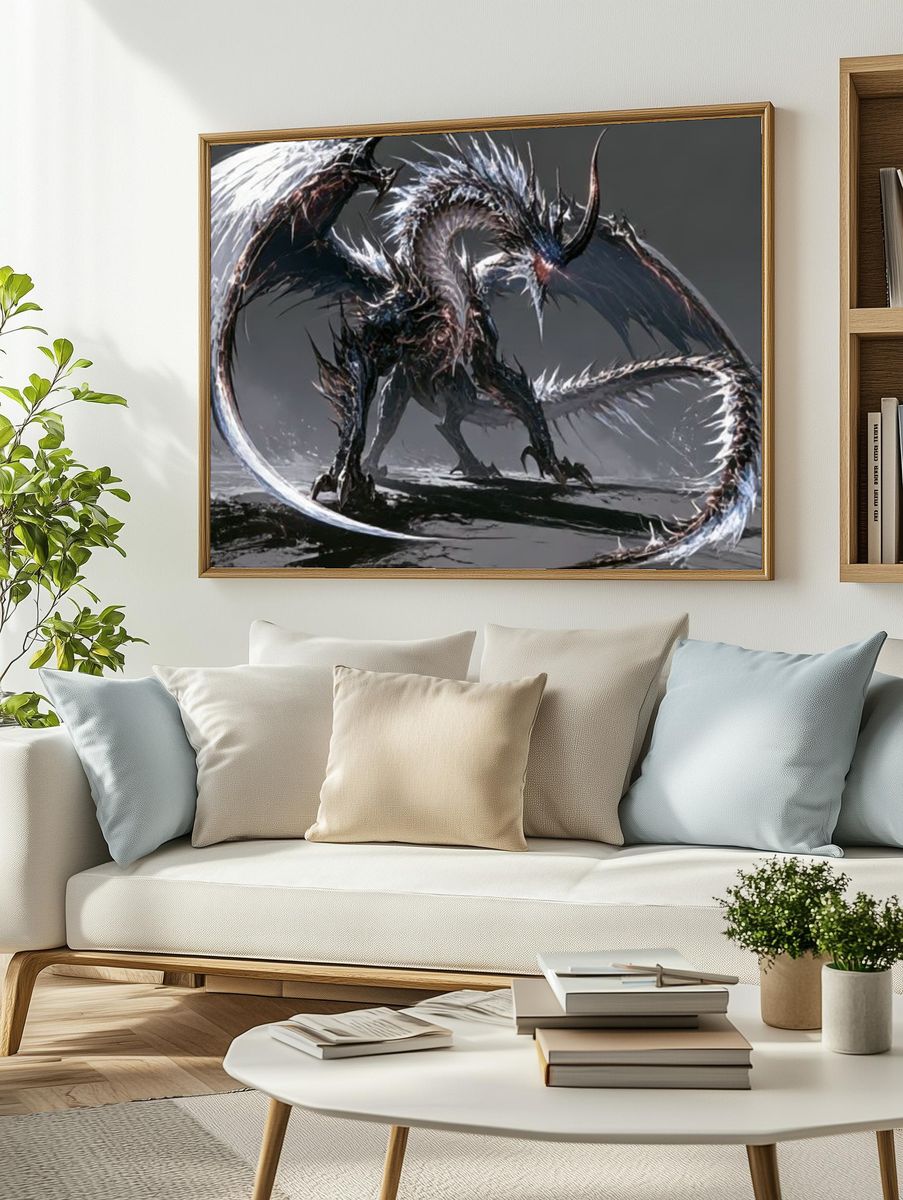 Shadow Dragon Digital Art Poster. — room view 2