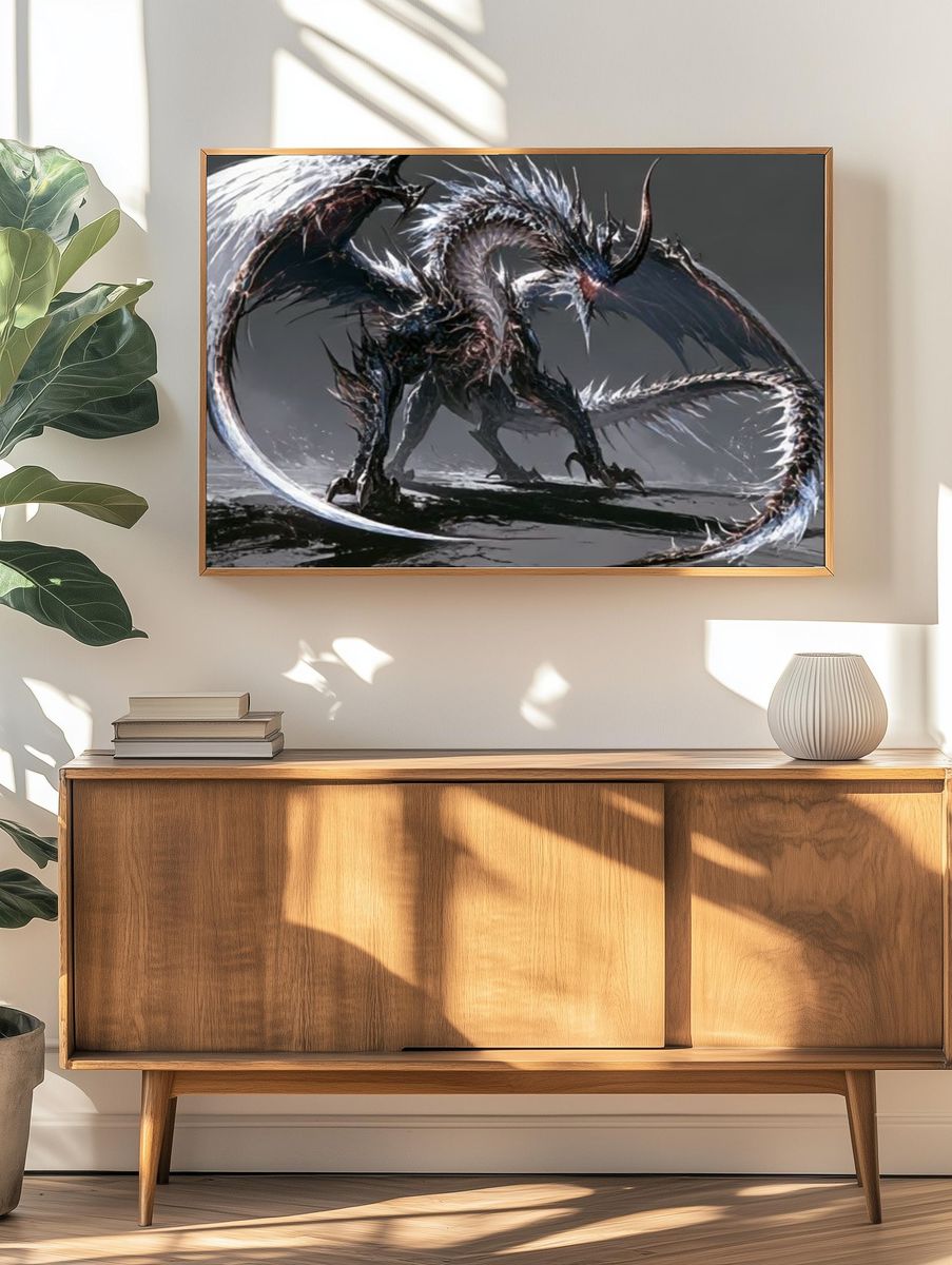 Shadow Dragon Digital Art Poster. — room view 3