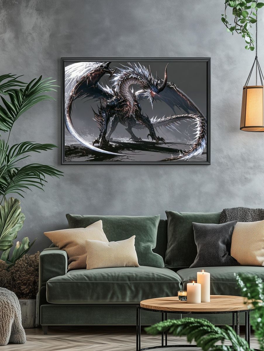 Shadow Dragon Digital Art Poster. — room view 4