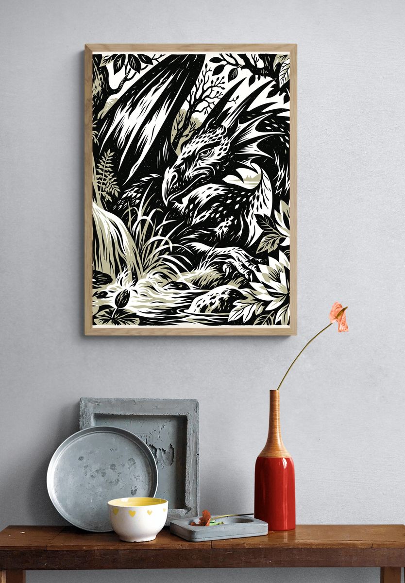 Dragon Forest Ink Poster. — room view 3