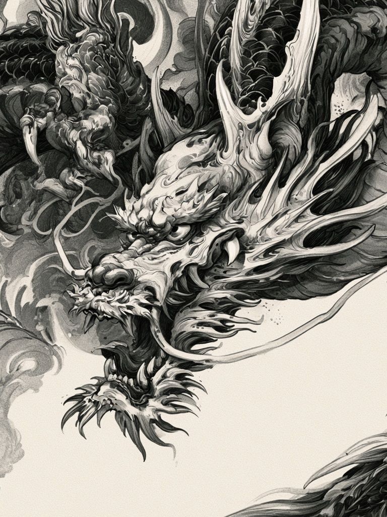 Dragon Ink Illustration Poster. poster — illustration art