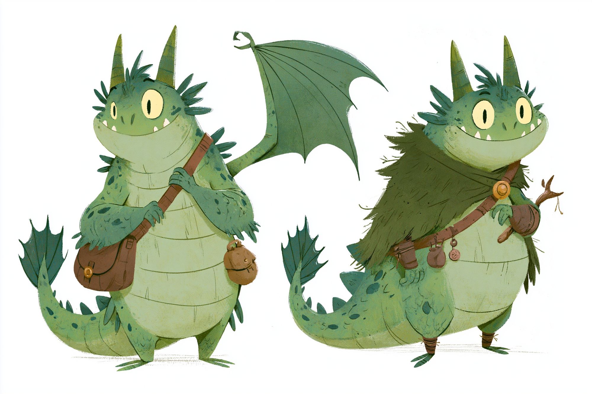 Cute Dragon Twins Illustration Poster.