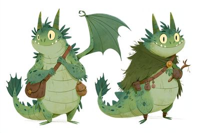 Cute Dragon Twins Illustration Poster. poster
