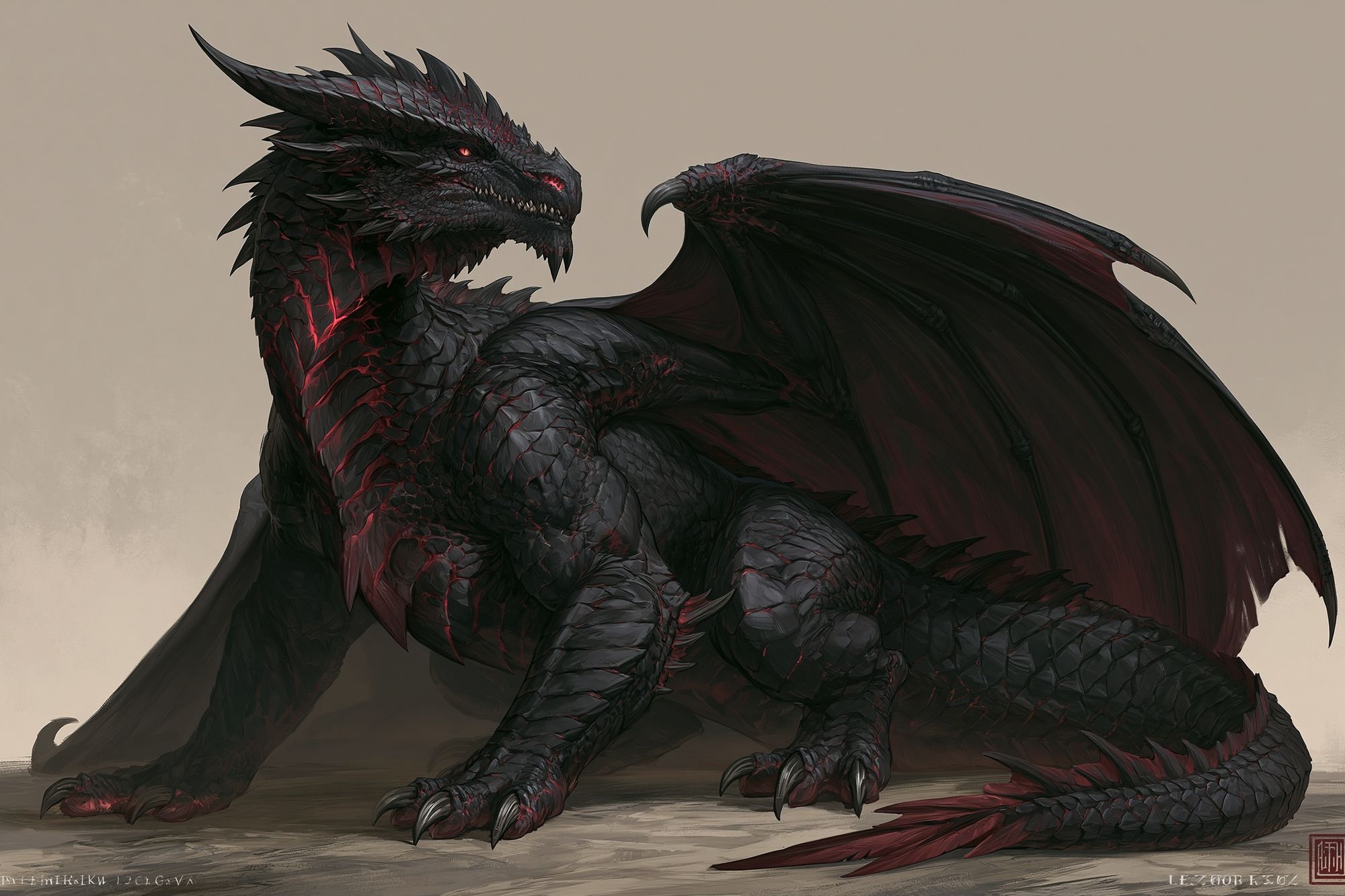 Black Dragon Fantasy Print. poster detail