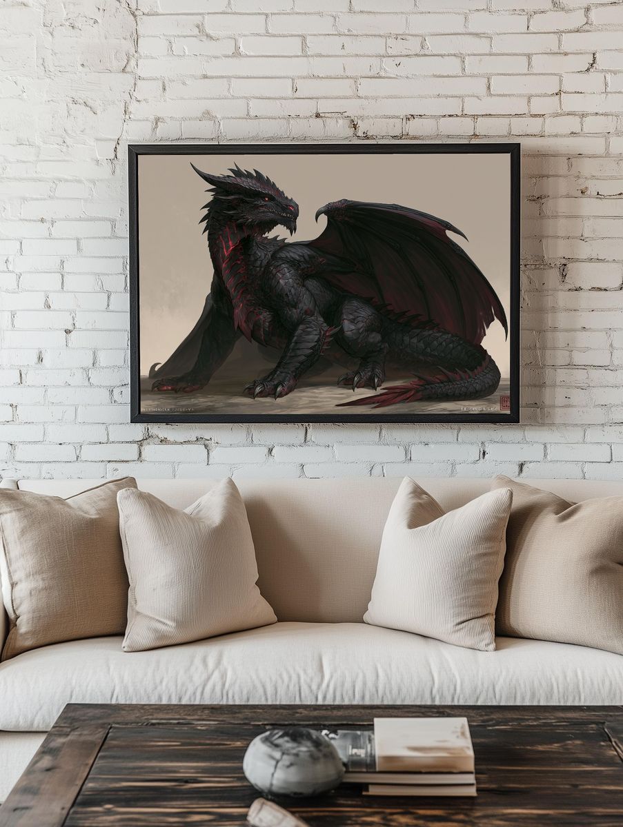 Black Dragon Fantasy Print. — room view 1