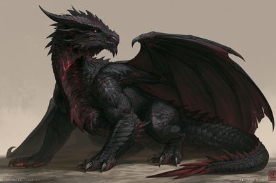 Black Dragon Fantasy Print. poster