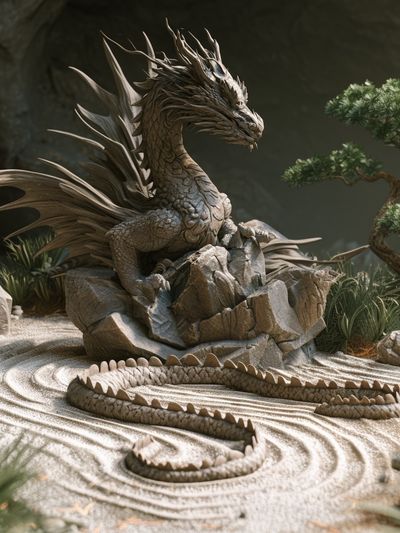 Dragon Zen Garden Illustration Poster. poster