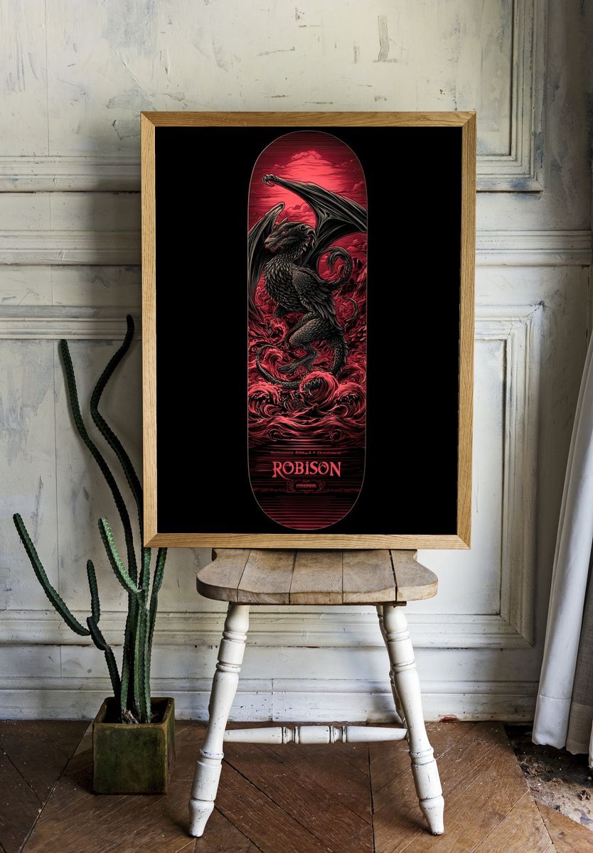 Crimson Dragon Fantasy Poster room preview