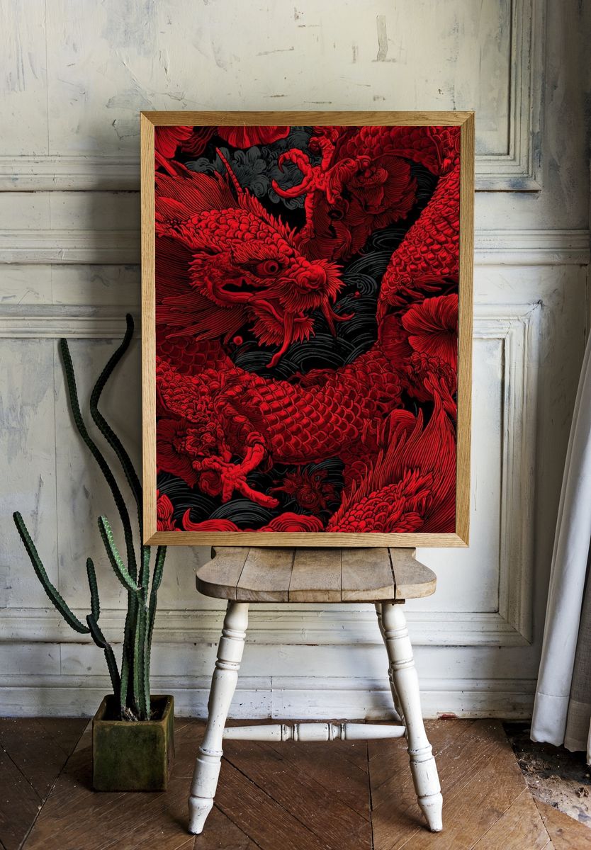 Red Dragon — Japanese Style Print room preview