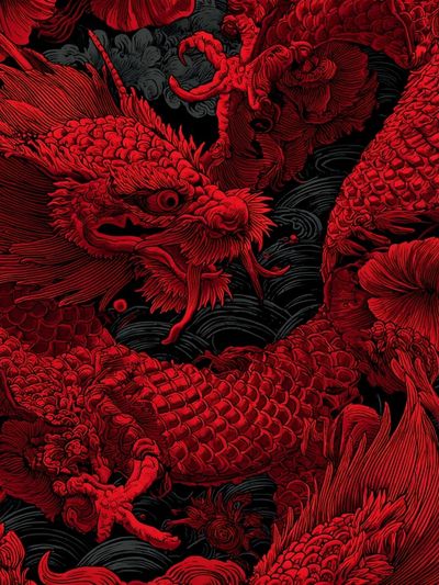 Red Dragon — Japanese Style Print. poster print