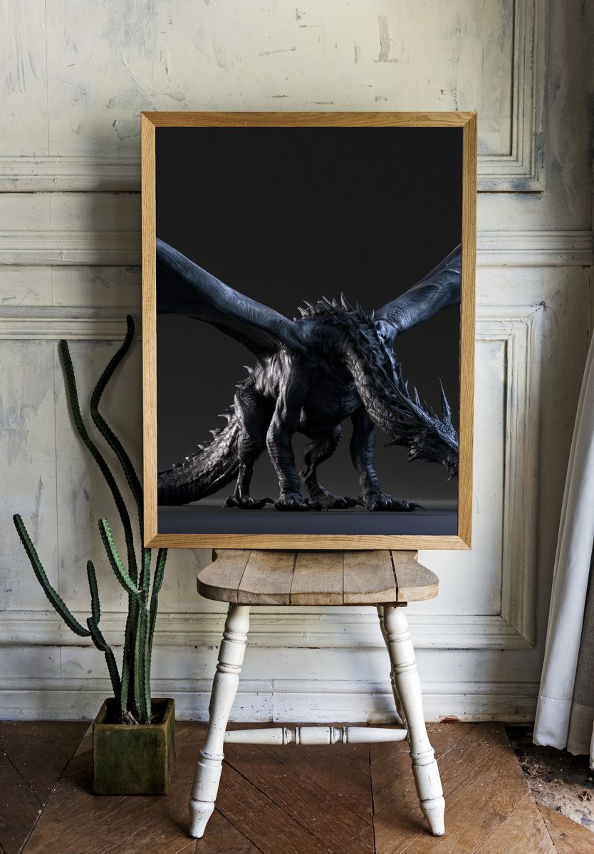 Dark Dragon Fantasy Art Print. — room view 1