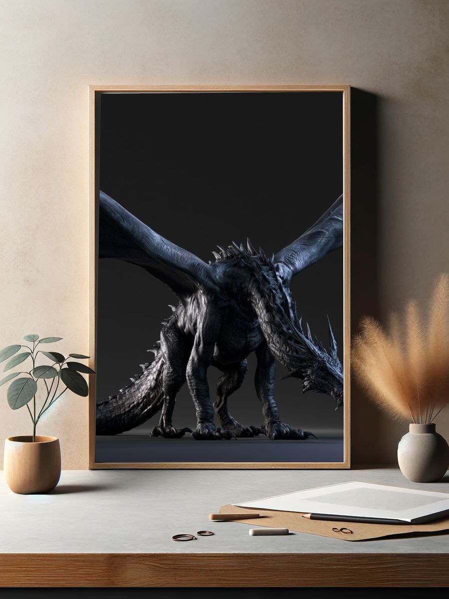Dark Dragon Fantasy Art Print. — room view 2