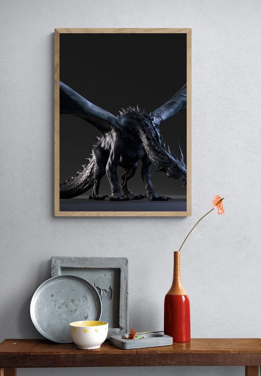 Dark Dragon Fantasy Art Print. — room view 3