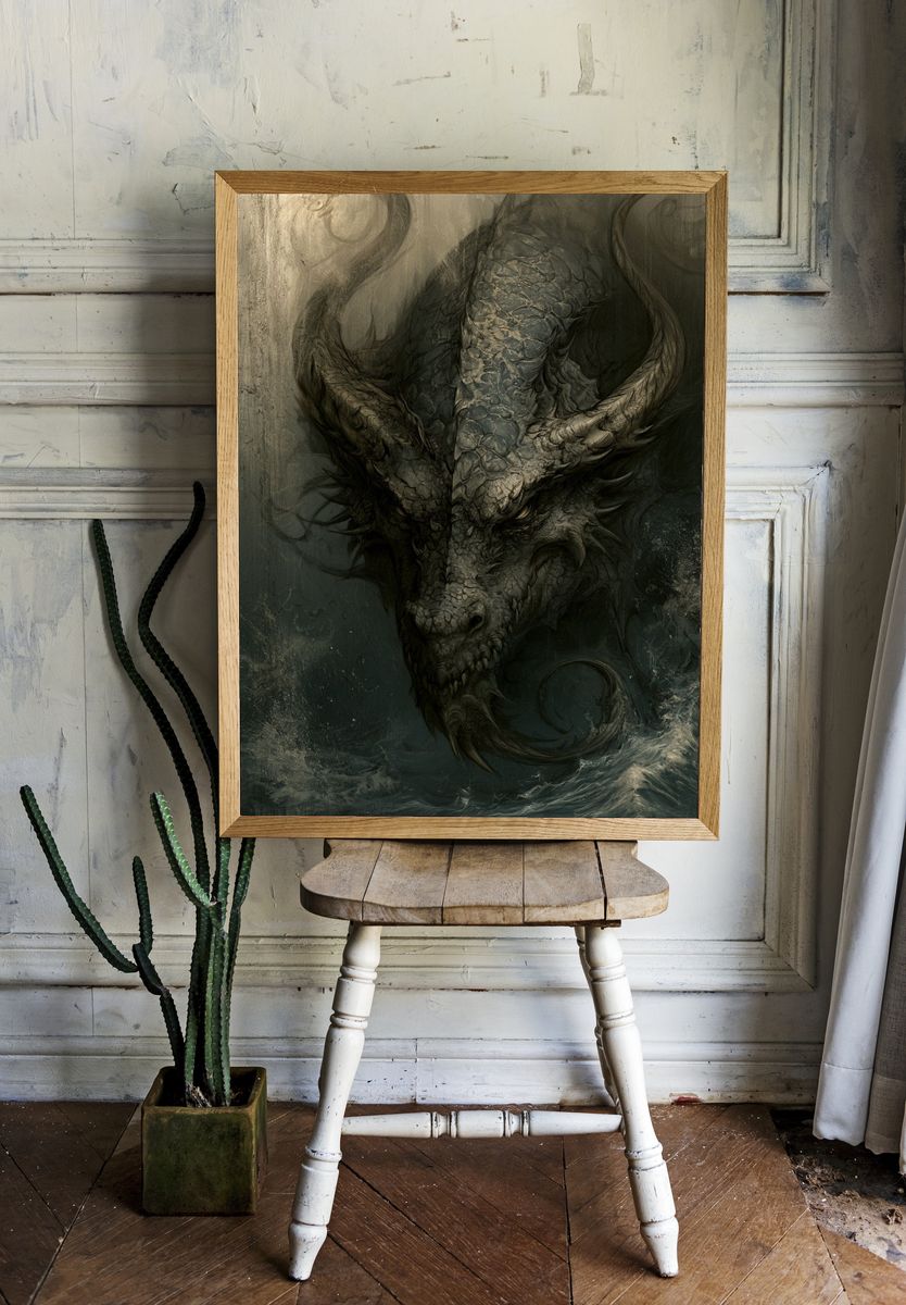 Dark Dragon Portrait Poster. — room view 1
