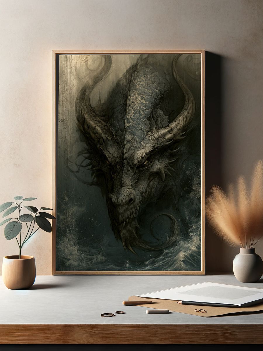 Dark Dragon Portrait Poster. — room view 2
