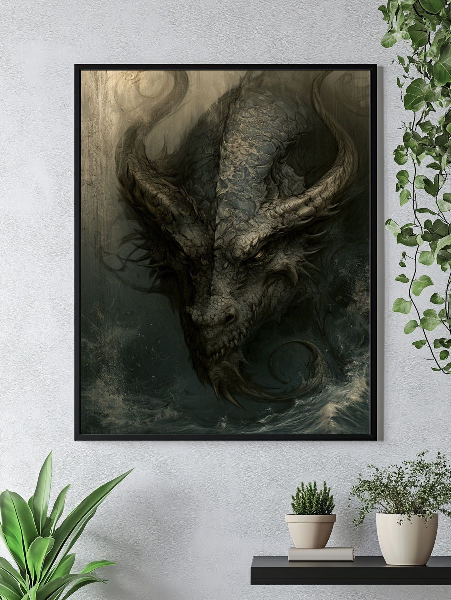 Dark Dragon Portrait Poster. — room view 4